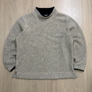 Vintage L. L. Bean Fleece Long Sleeve Mock Neck Sweatshirt Womens Medium Tan